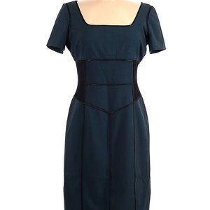 Marc New York | Corset Blue & Black Short Sleeve Fitted Bodice Dress, Size 6